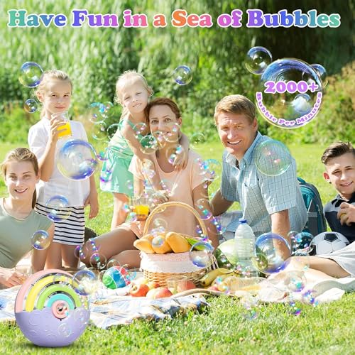 PANACARE Astronaut Bubble Machine with Fireworks Effect – 20,000+ Bubbles/Min, Rechargeable, DIY Stickers, 240ml Tank
