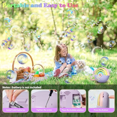 PANACARE Astronaut Bubble Machine with Fireworks Effect – 20,000+ Bubbles/Min, Rechargeable, DIY Stickers, 240ml Tank