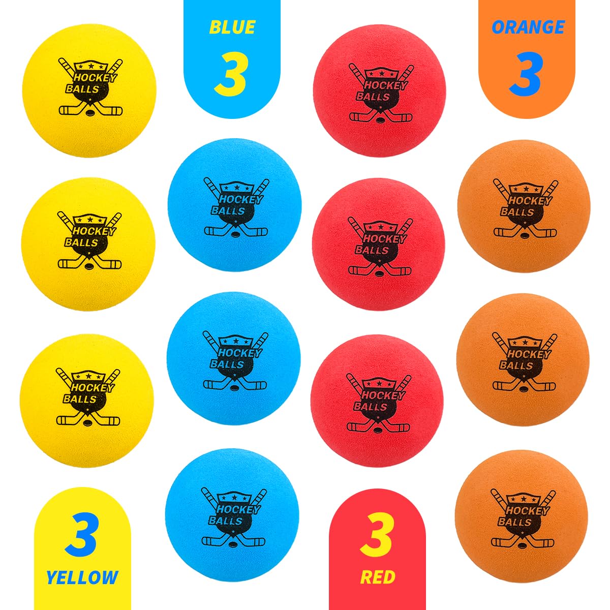 Pandahero 12-Pack Mini Knee Hockey Balls – Soft Foam Balls for Indoor Floor Hockey, Toddler & Kids Gift
