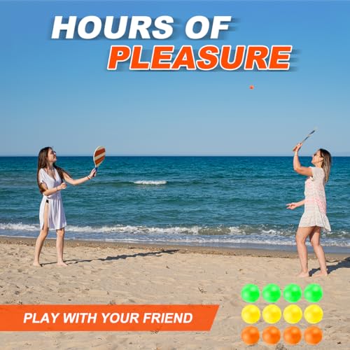 Pandahero Beach Paddle Ball Replacement Set - 12 High-Visibility Waterproof Balls for Smash Ball, Pro Kadima, and Outdoor Paddle Games