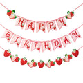 PAPER JAZZ Strawberry Hanging Banner – Red Berry First Birthday Party Decorations with Pre-Strung Letter Cards