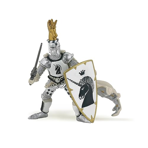 Papo Knight Unicorn Silver Figurine – Hand-Painted Master at Arms Collectible