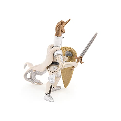 Papo Knight Unicorn Silver Figurine – Hand-Painted Master at Arms Collectible