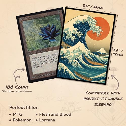Paramint Hokusai Classic Standard Card Sleeves – 104 Smooth-Finish Sleeves for MTG and TCG
