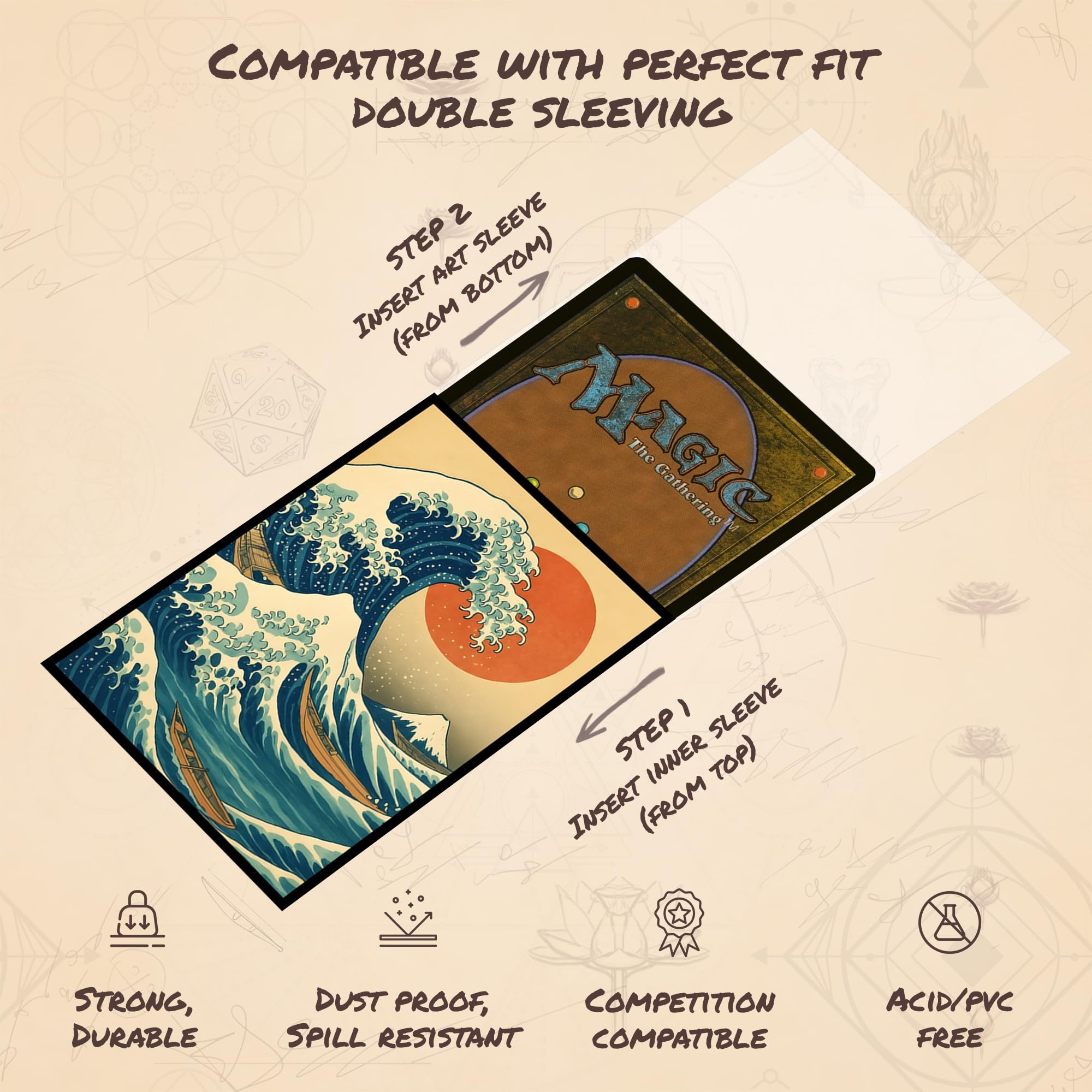 Paramint Hokusai Classic Standard Card Sleeves – 104 Smooth-Finish Sleeves for MTG and TCG