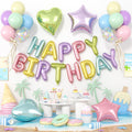 Paready 29-Piece Pastel Happy Birthday Balloon Set with 3D Aluminum Banner and Foil Balloons