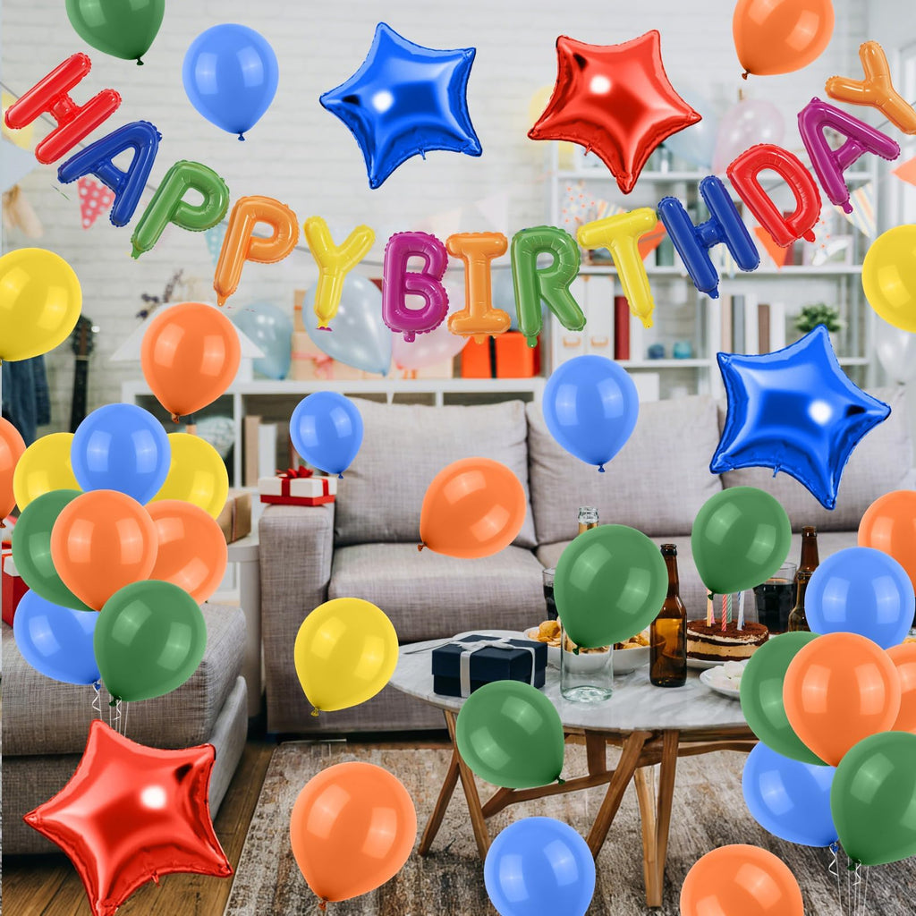 Paready 29-Piece Rainbow Happy Birthday Balloon Set – Foil Banner, Star Balloons & Latex Balloons for Party Decorations