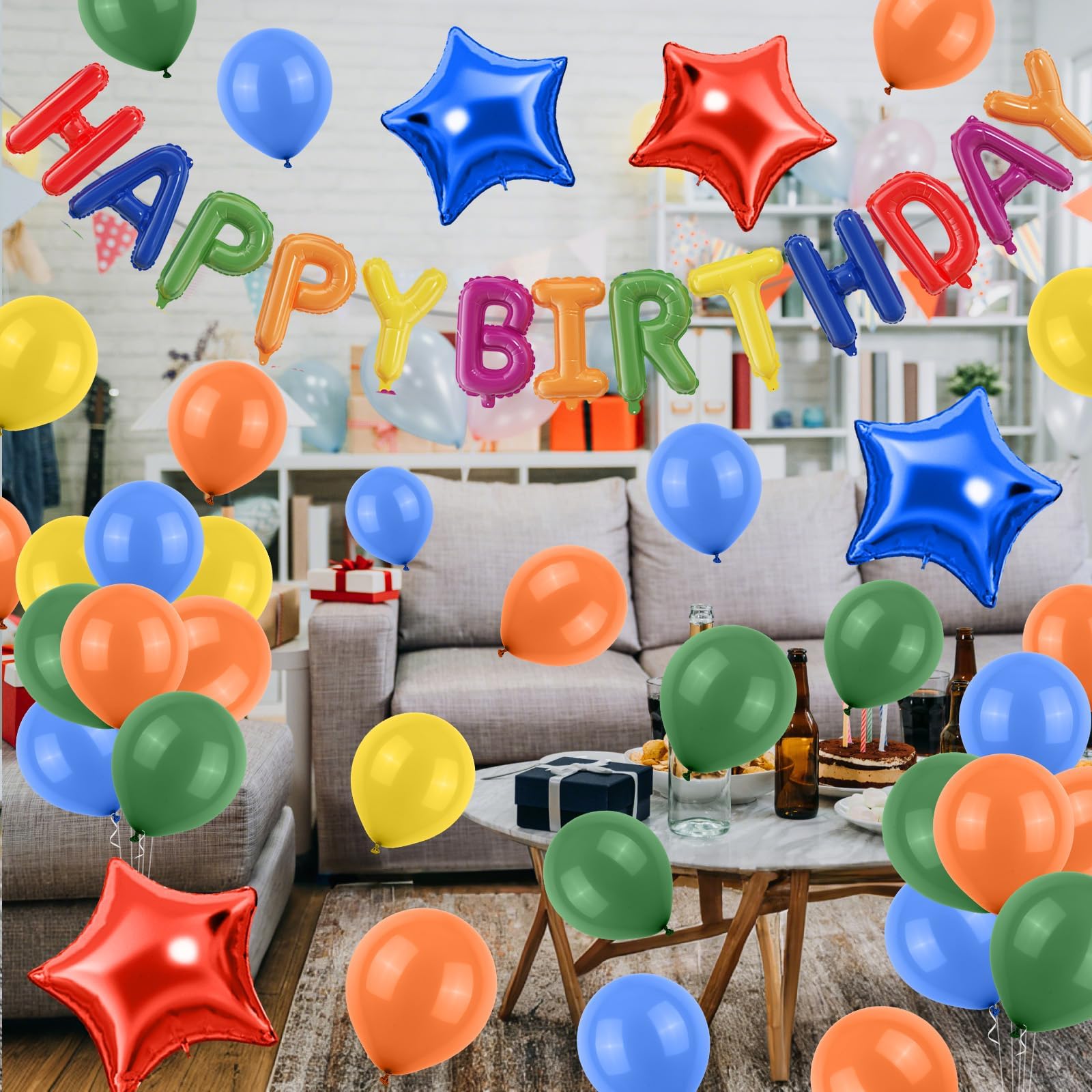 Paready 29-Piece Rainbow Happy Birthday Balloon Set – Foil Banner, Star Balloons & Latex Balloons for Party Decorations