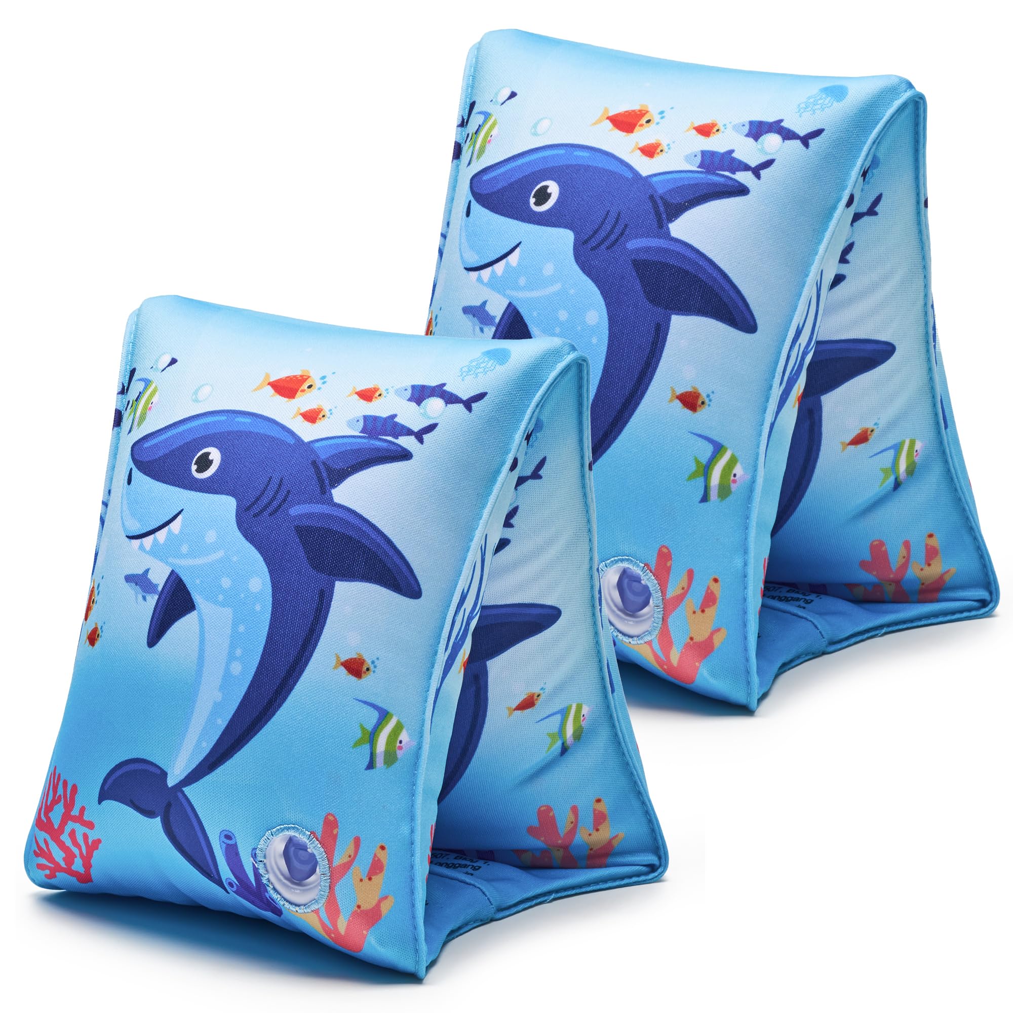 PARENTSWELL 2 Pack Fabric Arm Floaties for Kids – Inflatable Shark Design Pool Sleeves for Toddlers & Children