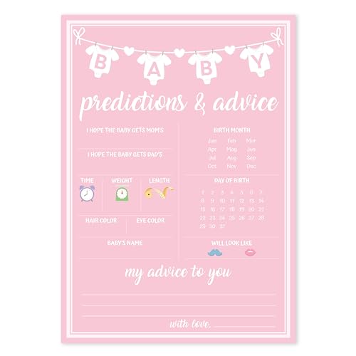 Party Hearty 50-Piece Pink Baby Shower Prediction & Advice Game Cards – Fun Activity for Girls