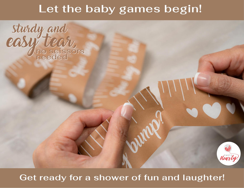 Party Hearty Baby Shower Tummy Measure Game – 2 Rolls, 2in x 150ft, Fun Gender Neutral Icebreaker