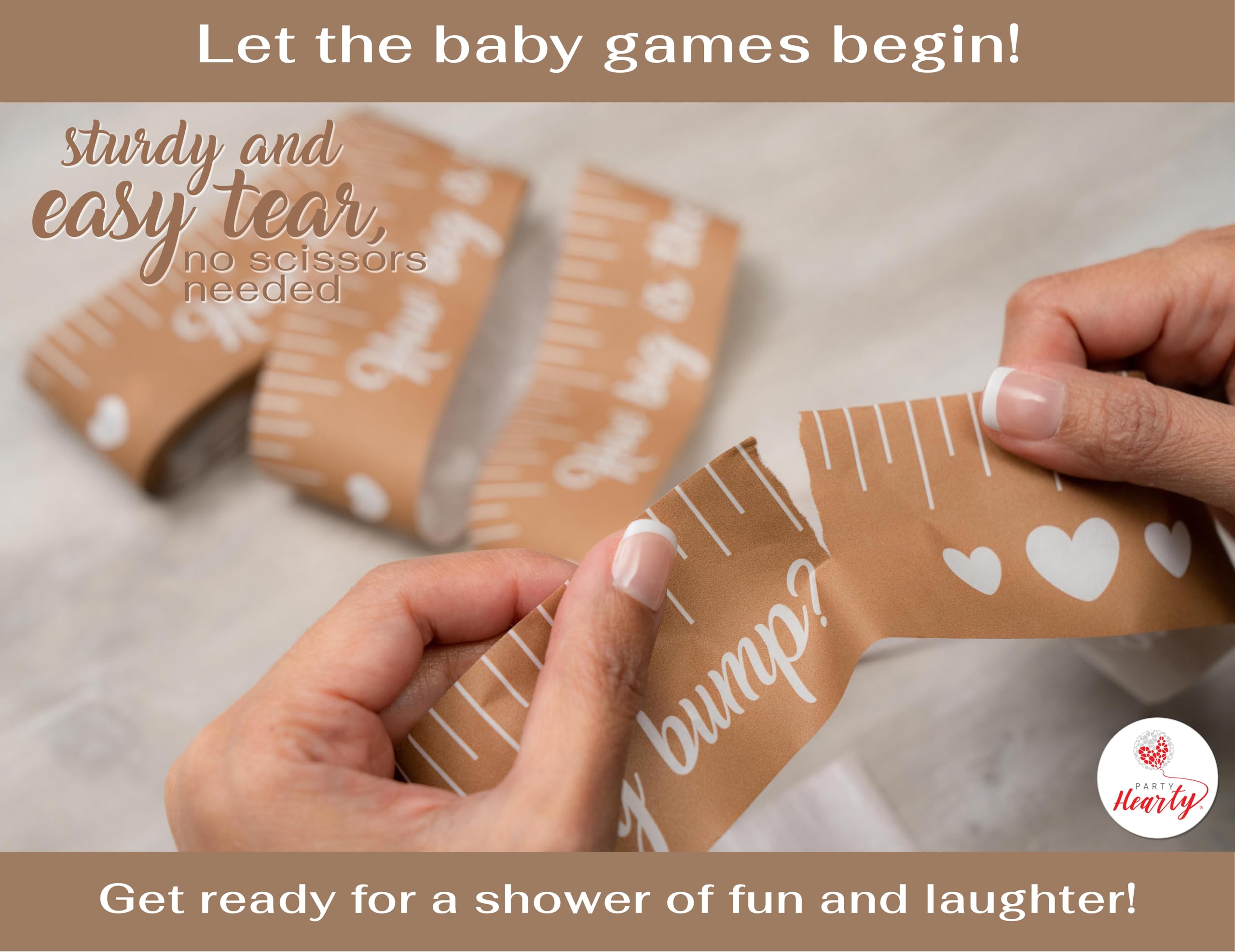 Party Hearty Baby Shower Tummy Measure Game – 2 Rolls, 2in x 150ft, Fun Gender Neutral Icebreaker