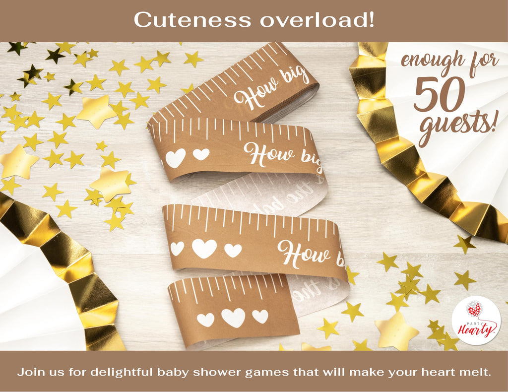 Party Hearty Baby Shower Tummy Measure Game – 2 Rolls, 2in x 150ft, Fun Gender Neutral Icebreaker