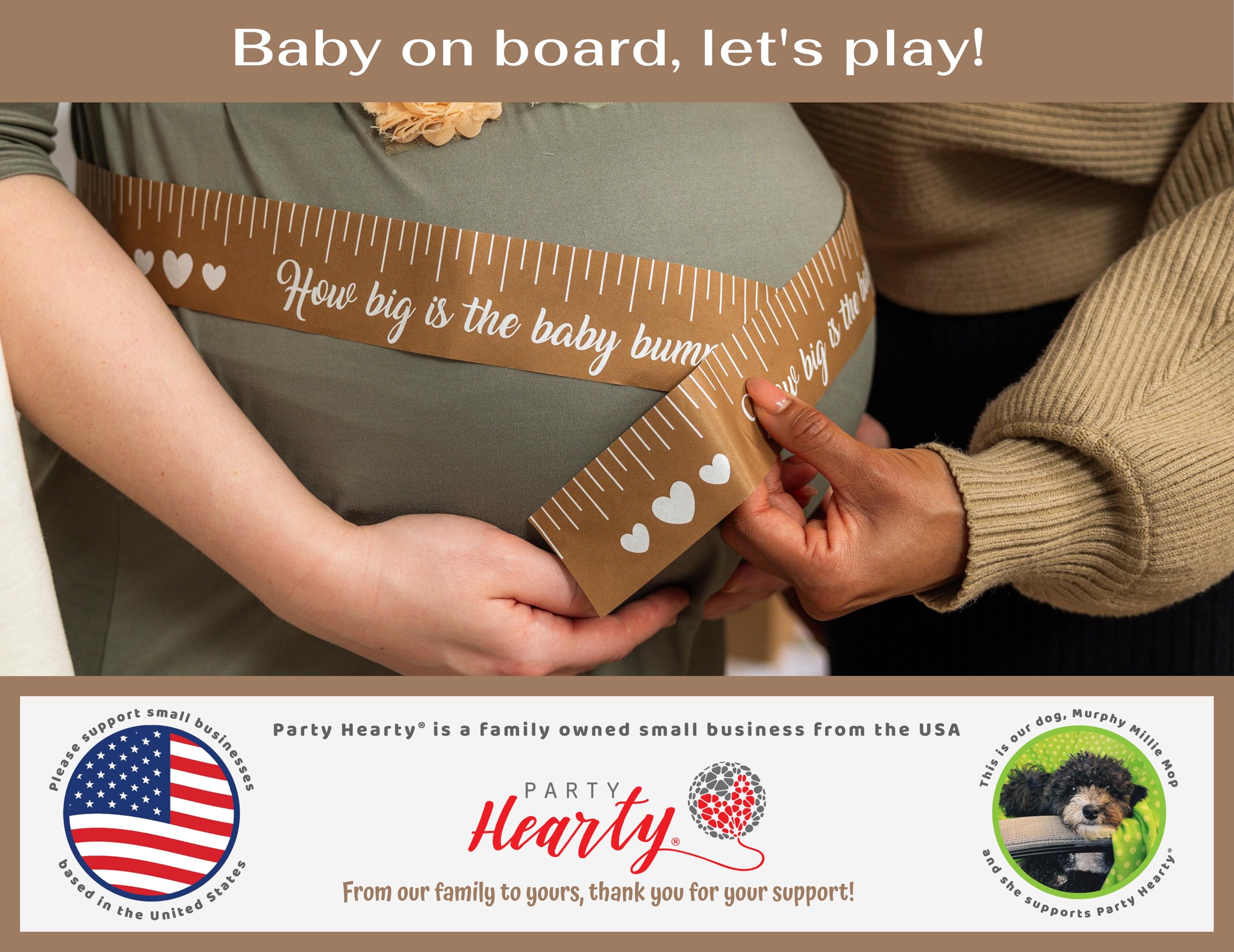 Party Hearty Baby Shower Tummy Measure Game – 2 Rolls, 2in x 150ft, Fun Gender Neutral Icebreaker