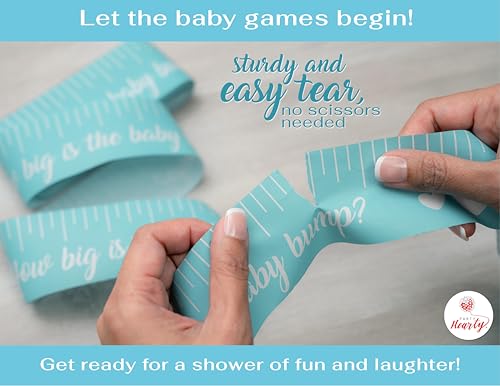 Party Hearty Blue Tummy Measure Tape Baby Shower Game - 2 Rolls, 2x150 ft - Fun Activity for Guests