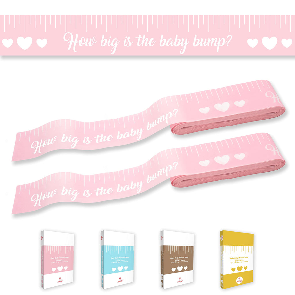 Party Hearty Pink Baby Shower Tummy Measure Game – 2 Rolls, 150 Feet Each, Fun Icebreaker Activity