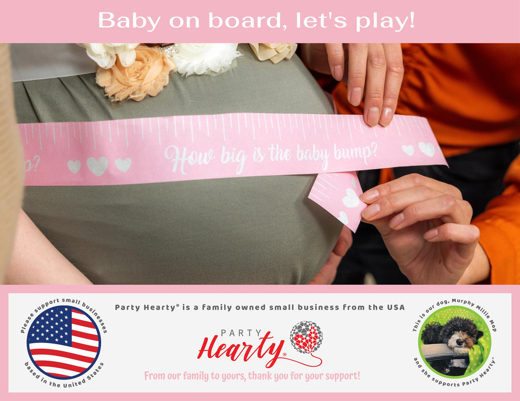Party Hearty Pink Baby Shower Tummy Measure Game – 2 Rolls, 150 Feet Each, Fun Icebreaker Activity