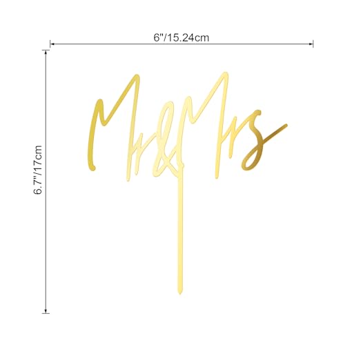 Party to Be Mr & Mrs Wedding Cake Topper – Golden Acrylic (Design 04)