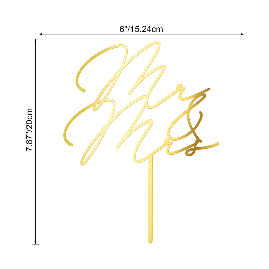 Party to Be Mr & Mrs Wedding Cake Topper – Golden Mirror Acrylic (6 inches)