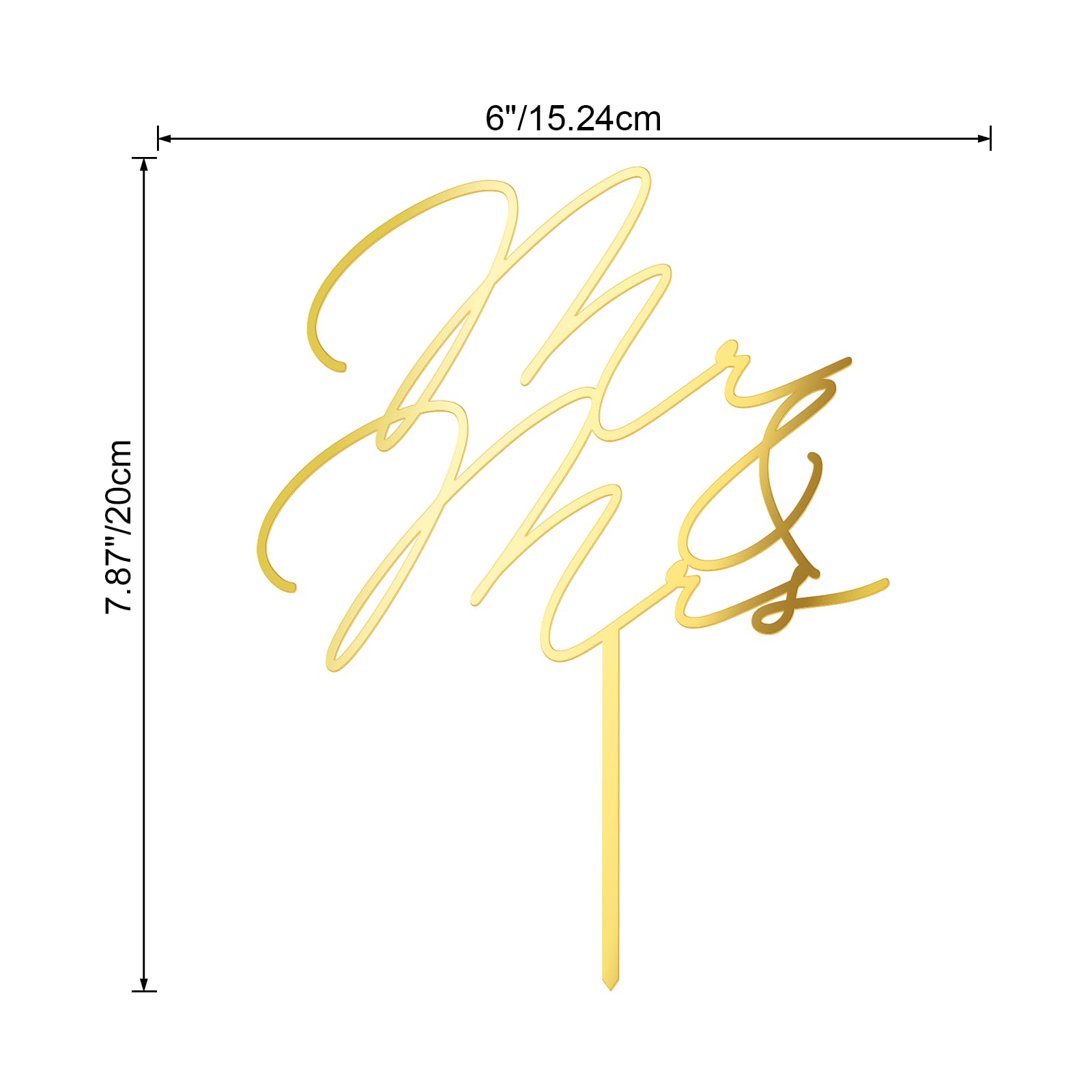 Party to Be Mr & Mrs Wedding Cake Topper – Golden Mirror Acrylic (6 inches)