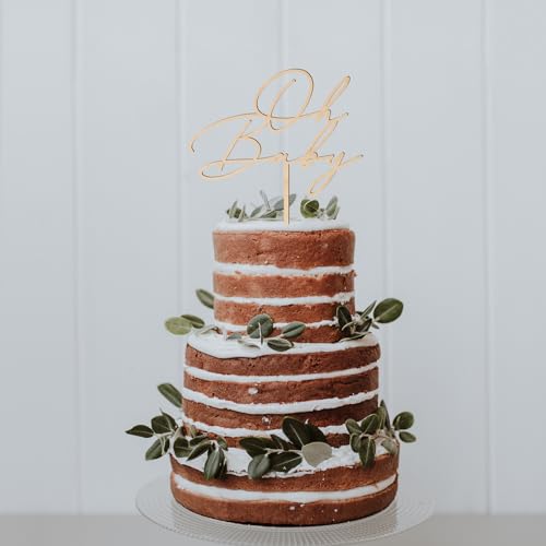 Party to Be Oh Baby Wood Cake Topper – Baby Shower & Gender Reveal Decoration (Design 03)