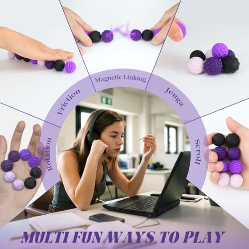 PARTY TONIGHT Silicone Magnetic Balls (8-Pack) - Quiet Fidget Toys for Adults & Teens with Textured Stress Relief