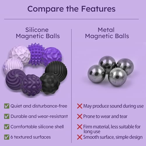 PARTY TONIGHT Silicone Magnetic Balls (8-Pack) - Quiet Fidget Toys for Adults & Teens with Textured Stress Relief