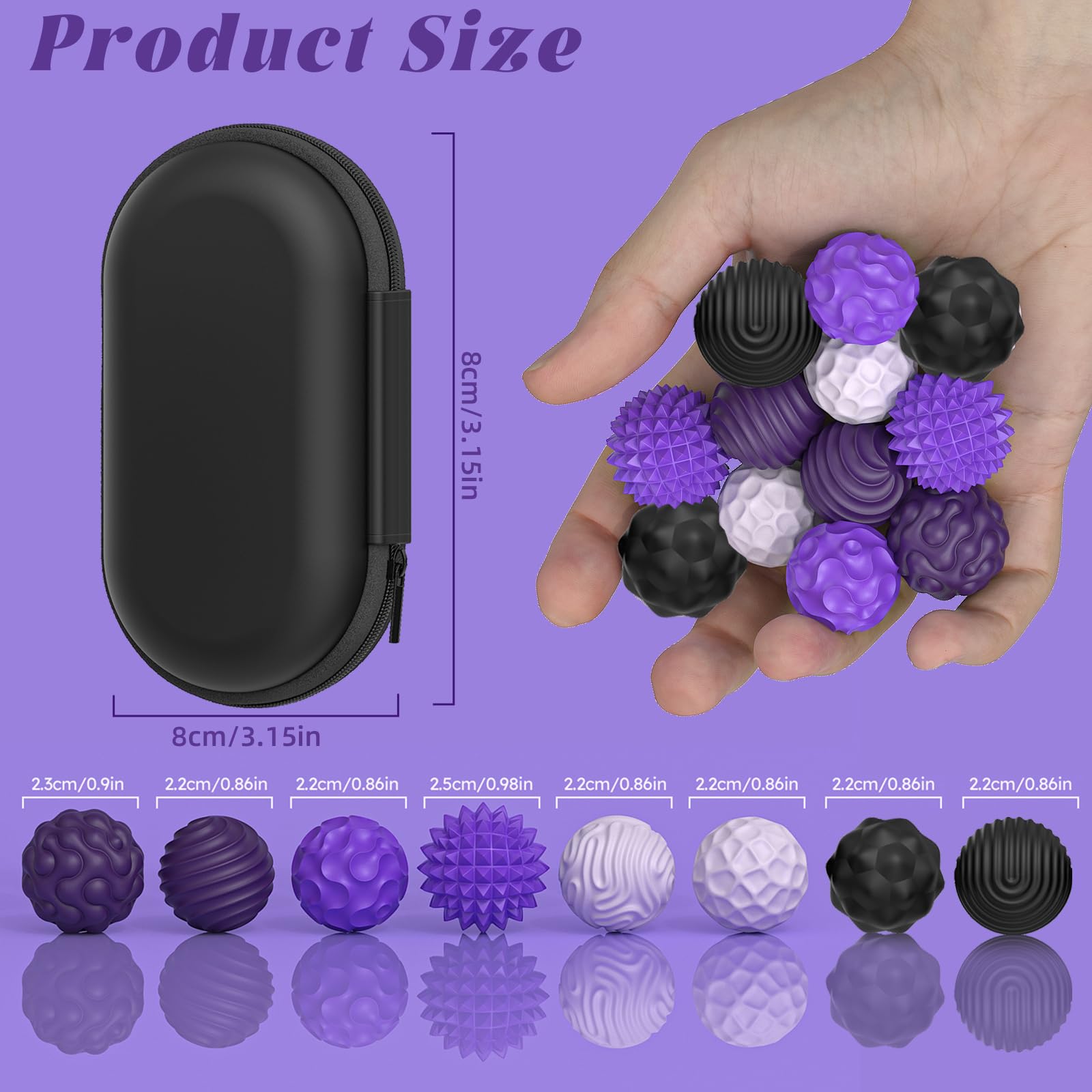 PARTY TONIGHT Silicone Magnetic Balls (8-Pack) - Quiet Fidget Toys for Adults & Teens with Textured Stress Relief