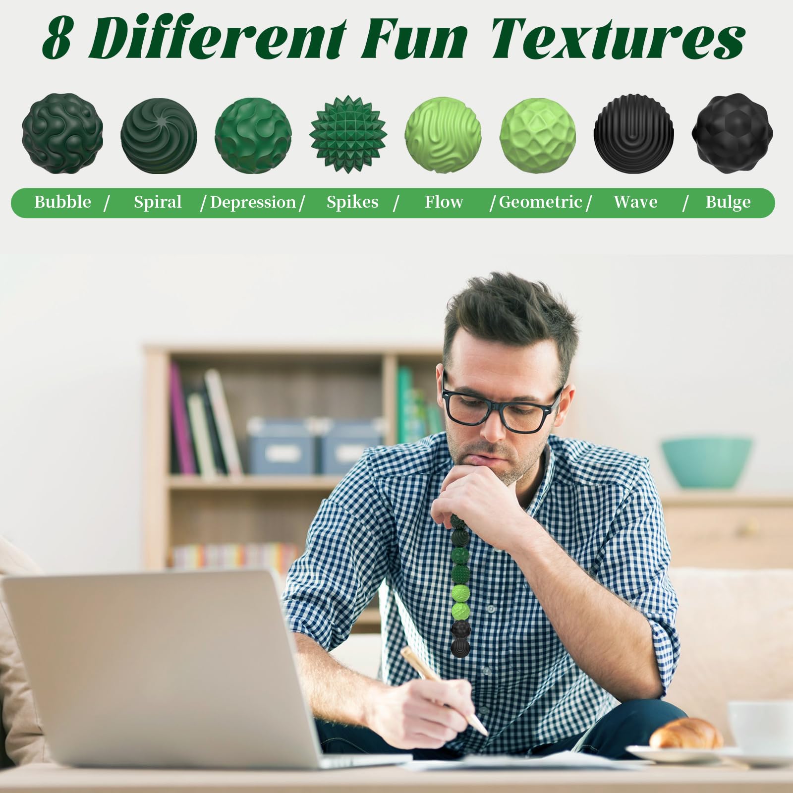 PARTY TONIGHT Silicone Magnetic Balls – 8 Pack Textured Fidget Toys for Stress Relief & Anxiety (ADHD, Autism)