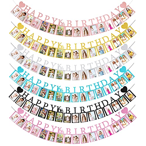 PartyHooman Pre-Assembled Sweet 16 Photo Banner - Purple with 16 Card Frames