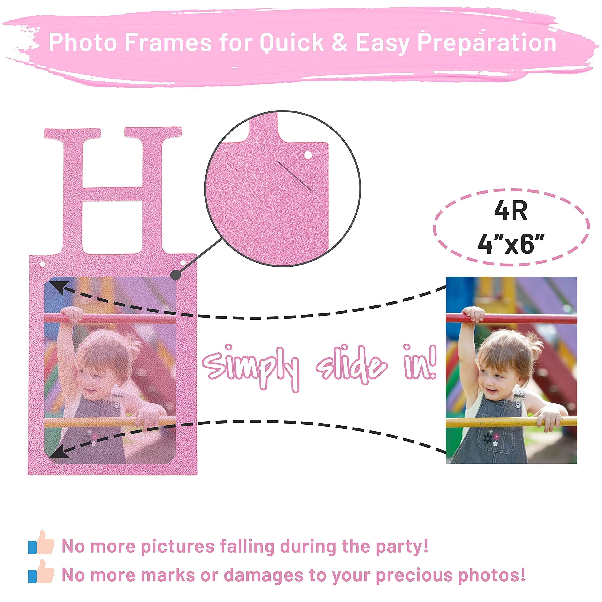 PartyHooman Pre-Assembled Sweet 16 Photo Banner - Purple with 16 Card Frames