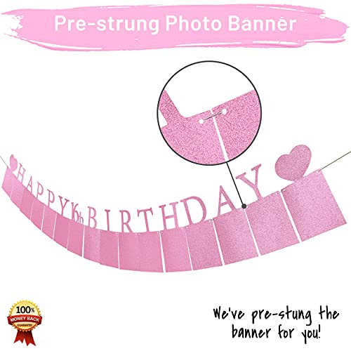 PartyHooman Pre-Assembled Sweet 16 Photo Banner - Purple with 16 Card Frames