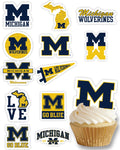 PartyKandy 24-Pack Michigan Wolverines Cupcake Toppers – Preassembled 3-4 Inch Picks for Game Day, Graduation & Birthday Parties
