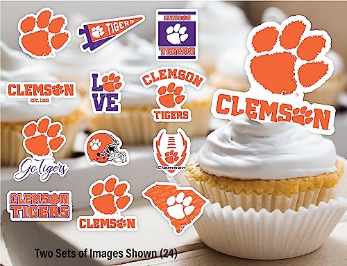 PartyKandy Clemson Tigers Cupcake Toppers – 24 Preassembled Party Decorations for Football, Birthday, Graduation