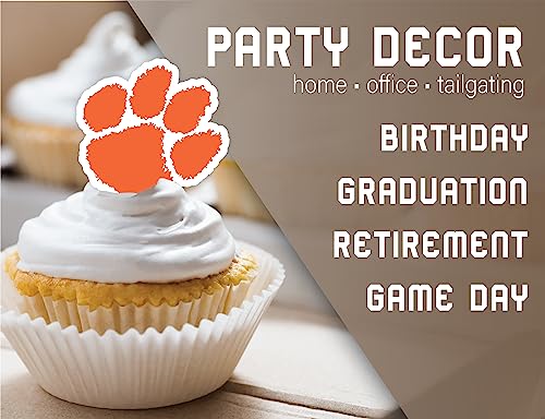 PartyKandy Clemson Tigers Cupcake Toppers – 24 Preassembled Party Decorations for Football, Birthday, Graduation