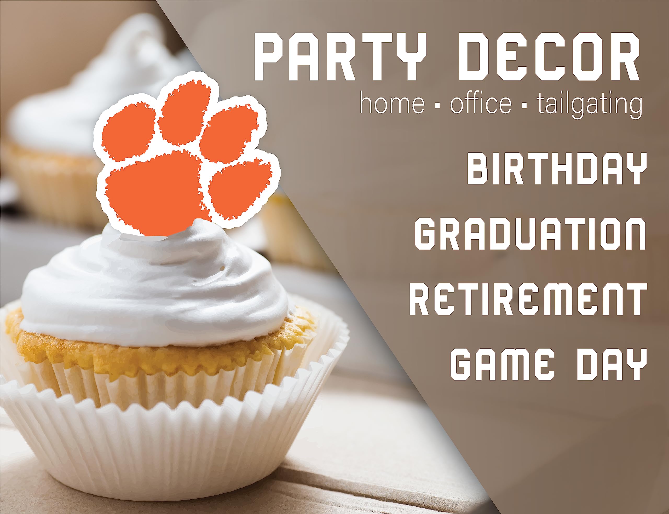 PartyKandy Clemson Tigers Cupcake Toppers – 24 Preassembled Party Decorations for Football, Birthday, Graduation