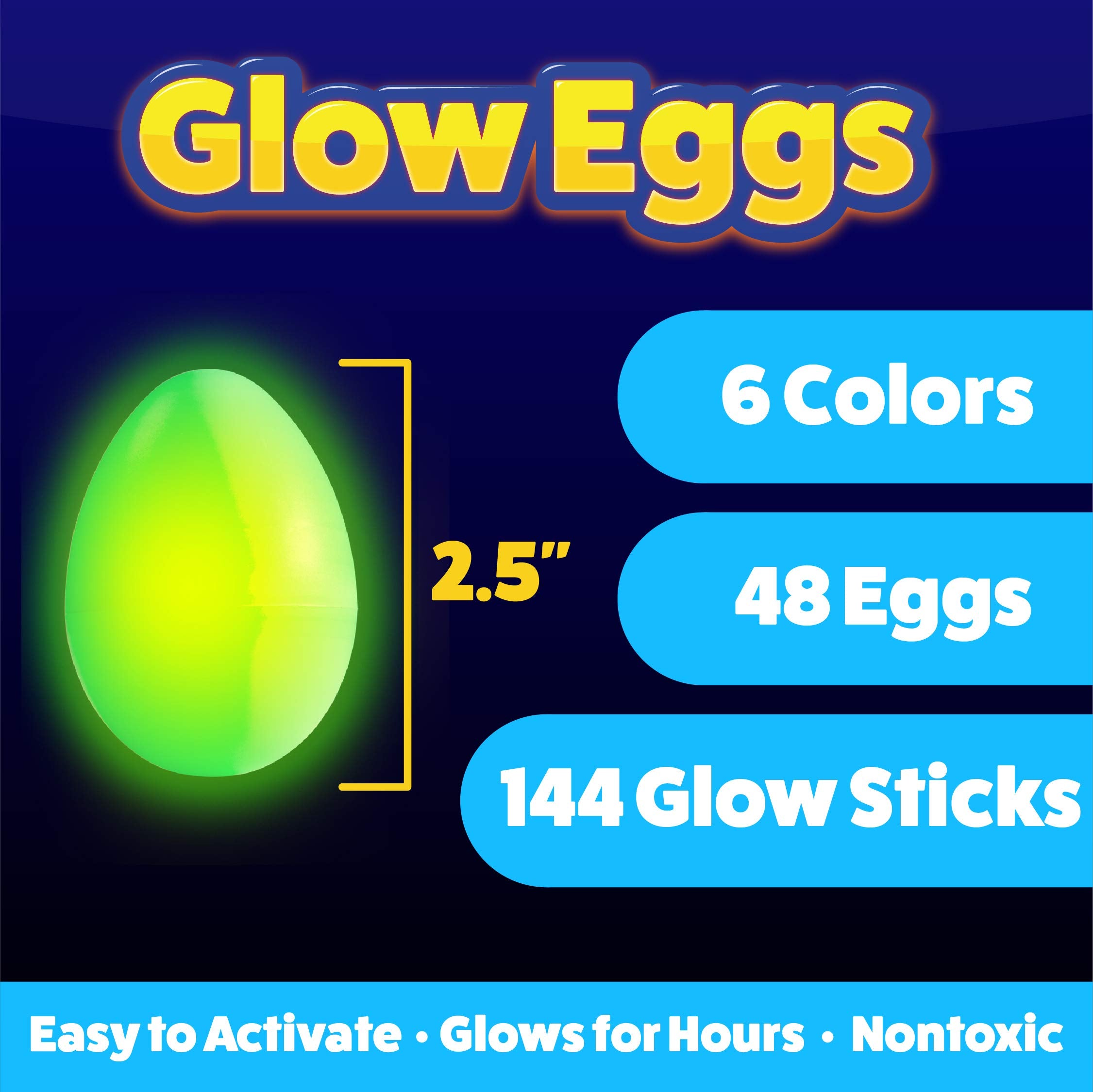 PartySticks 192-Piece Pink Glow-in-the-Dark Easter Egg Hunt Set - 48 Glow Eggs & 144 Mini Glow Sticks for Kids, Teens, Adults