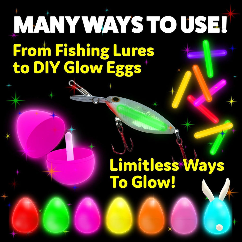 PartySticks 200 Pack Mini Glow Sticks - 2-Inch, 5 Colors, 6-10 Hour Glow for Parties and Easter