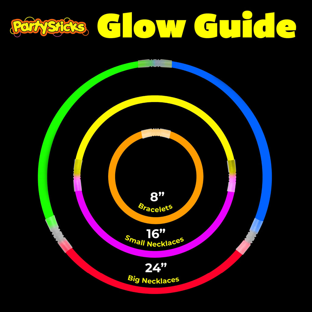 PartySticks Ultra Bright Glow Sticks Bulk Pack with Eye Glasses, Bracelets, and Connectors for Party Favors