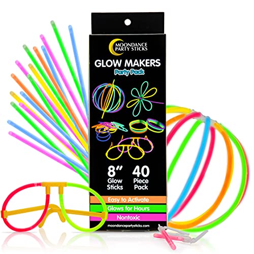 PartySticks Ultra Bright Glow Sticks Bulk Pack with Eye Glasses, Bracelets, and Connectors for Party Favors