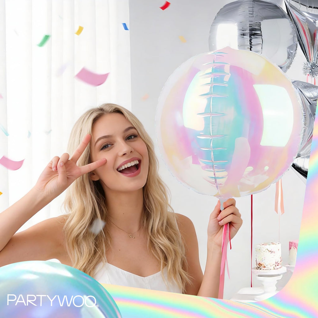 PartyWoo 20-Pack Iridescent Foil Balloons – 10, 12, and 22 Inch Sizes for Weddings, Birthdays, and Parties