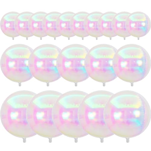 PartyWoo 20-Pack Iridescent Foil Balloons – 10, 12, and 22 Inch Sizes for Weddings, Birthdays, and Parties