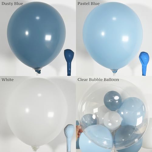PartyXpress 144-Piece Dusty Blue Balloon Arch Garland Kit for Baby Shower, Birthday, Wedding Decor