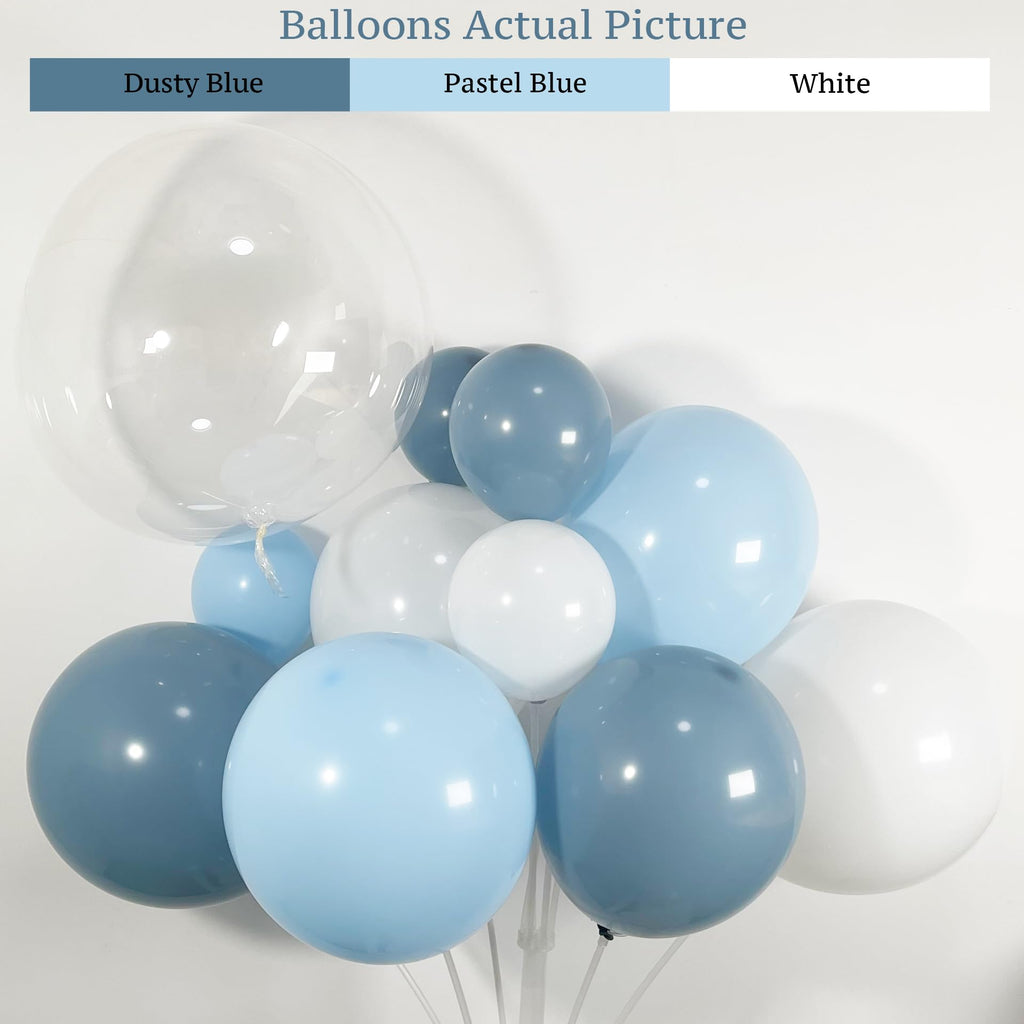 PartyXpress 144-Piece Dusty Blue Balloon Arch Garland Kit for Baby Shower, Birthday, Wedding Decor