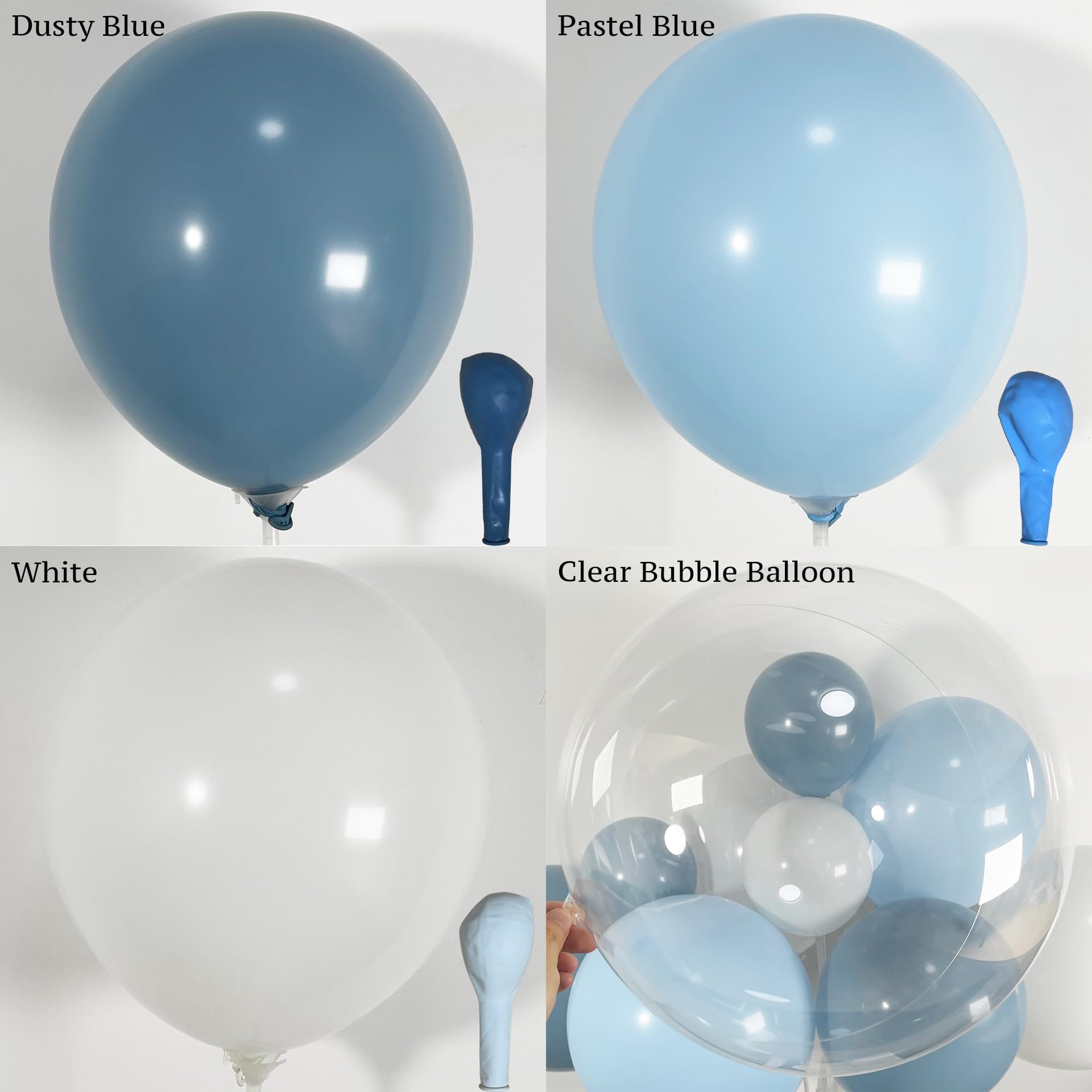 PartyXpress 144-Piece Dusty Blue Balloon Arch Garland Kit for Baby Shower, Birthday, Wedding Decor