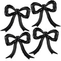 PartyXpress Black Bow Foil Balloons (4-Pack) for Coquette Parties, Bridal Showers & Bachelorette