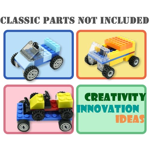 Pasacho Wheels and Axles Set – 122 Pieces Compatible Building Blocks Car Parts Chassis Tires