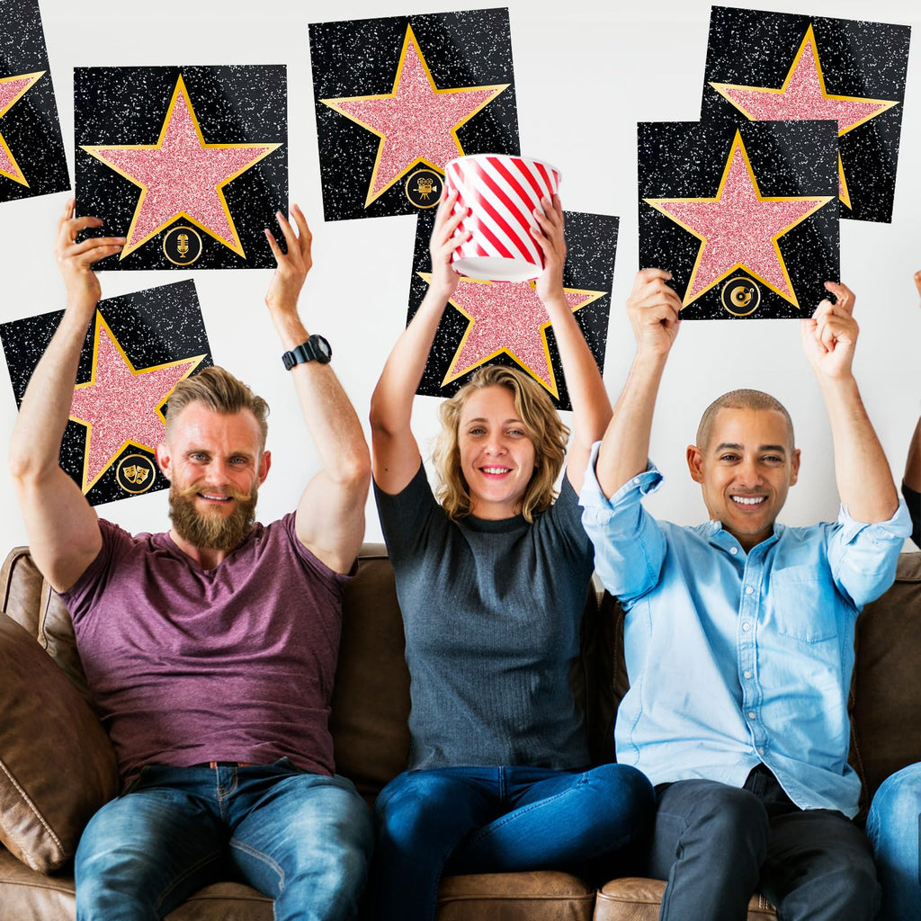 Pasimy 25 Movie Star Stickers + Round Stickers with Markers for Red Carpet Party