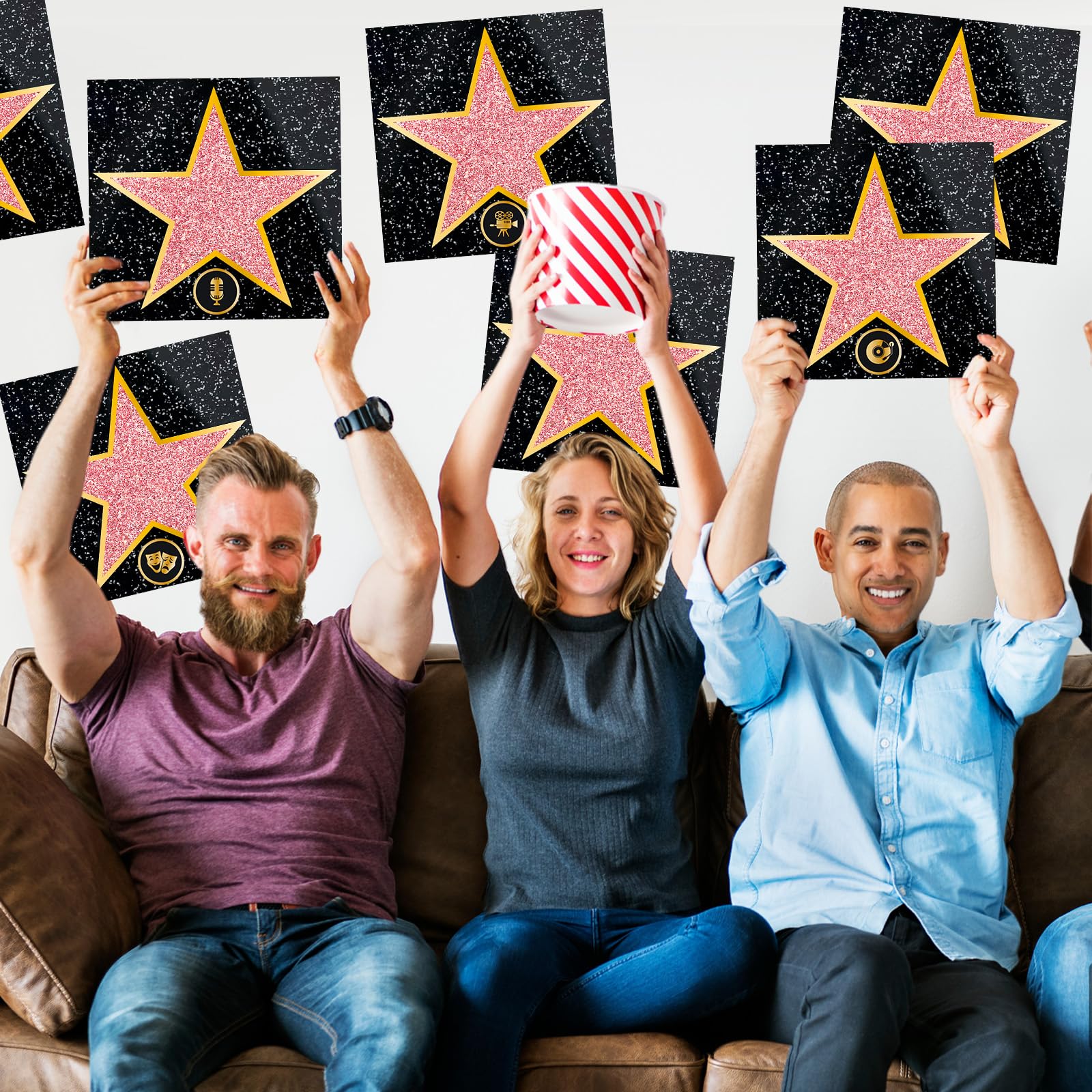 Pasimy 25 Movie Star Stickers + Round Stickers with Markers for Red Carpet Party