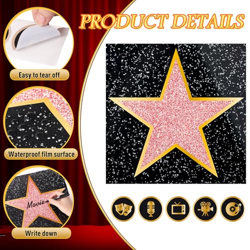 Pasimy 25 Movie Star Stickers + Round Stickers with Markers for Red Carpet Party